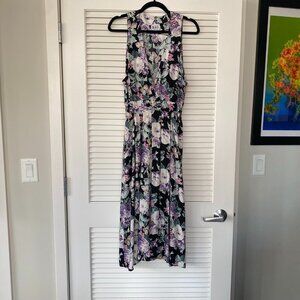 Vintage REO Originals Floral V-Neck Sleeveless Midi Dress, Size 6